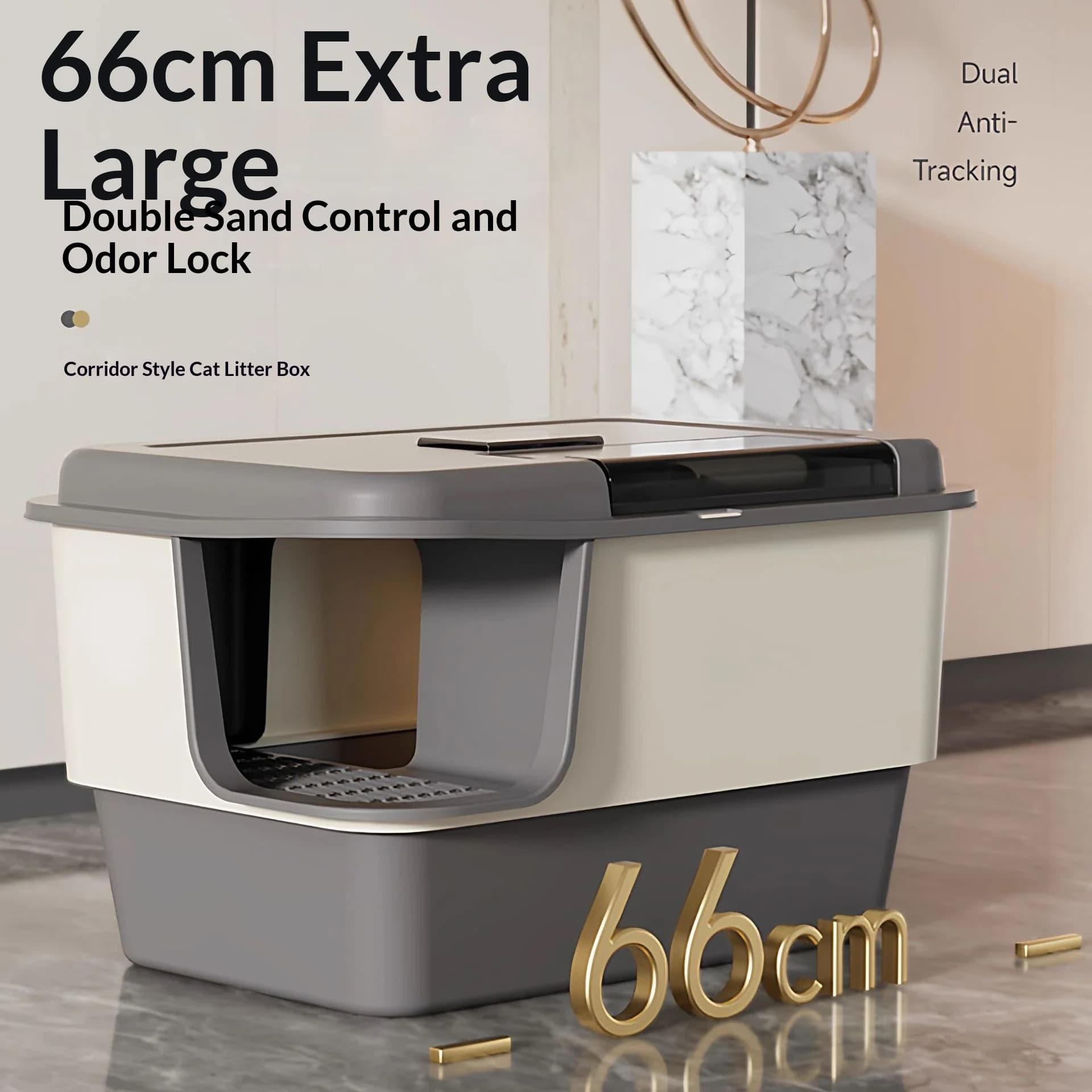 Lettiera per Gatti Extra Large con Tunnel Chiuso, Toilette Anti-Schizzi per Gattini e Gatti, Controllo Odori, Vasca Gigante