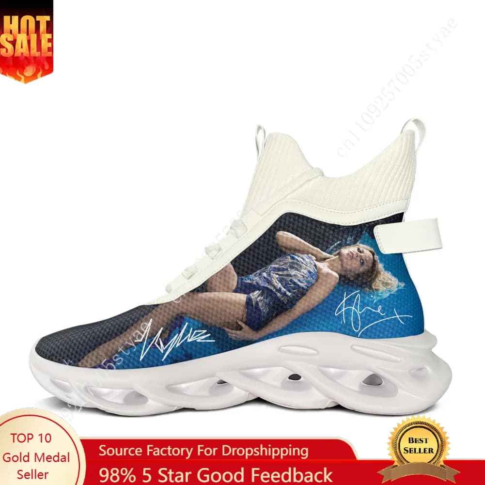 Kylie Minogue High Top Flats Sneakers Men Women Sports Running Shoes Lace Up Mesh Footwear Custom Shoe
