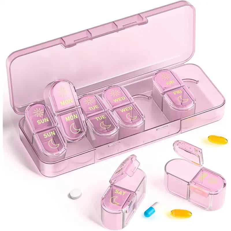 Organizzatore di pillole AM PM 1 pezzo - Settimanale 7 giorni per farmaci, vitamine, integratori