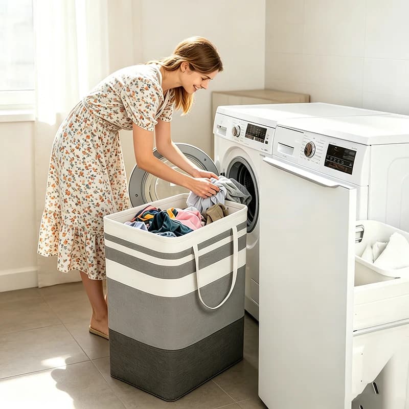 Cesto per Bucato Grande da 75L, Pieghevole con Manici, Cesto per Vestiti Sporchi, Borsa Portaoggetti per Casa e Dormitorio, Organizer per Giocattoli ZYL005