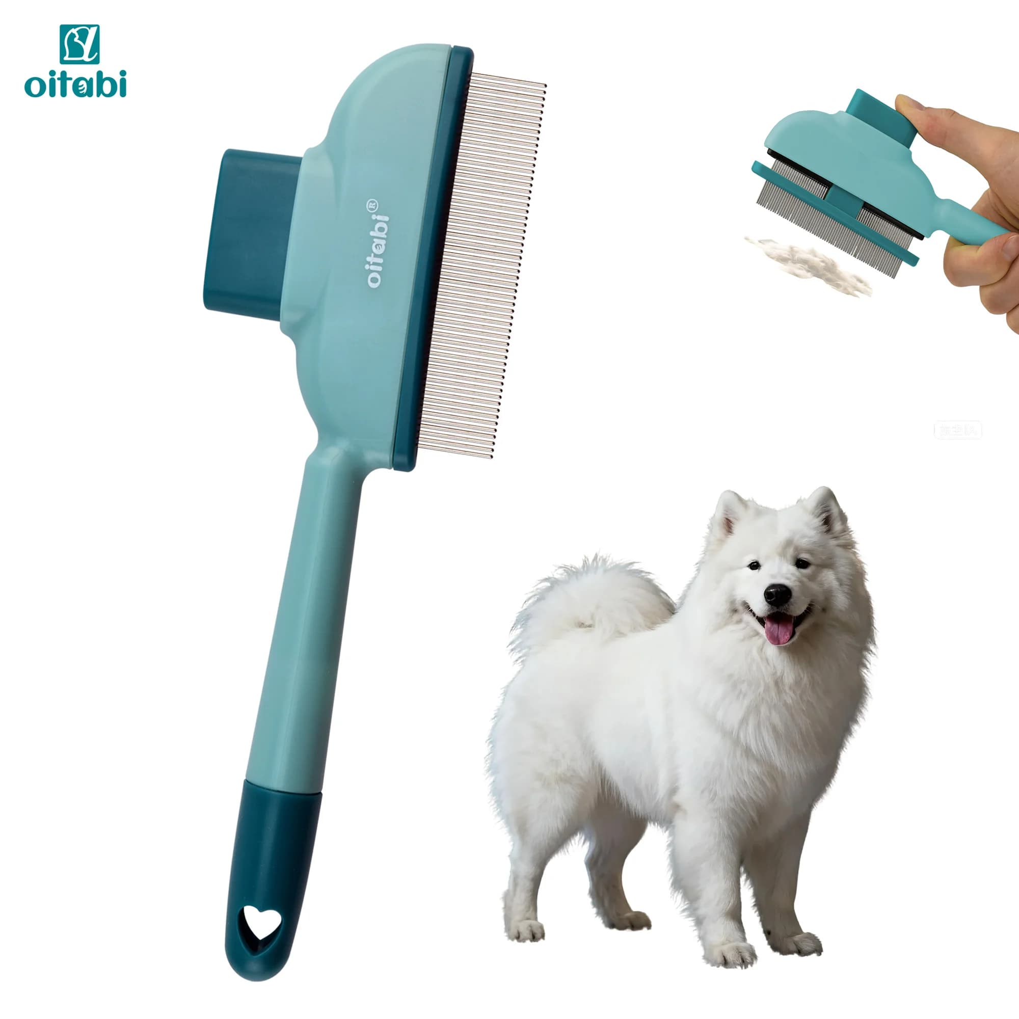 Pettine per pulci OITABI per cani e gatti – Spazzola magica per toelettatura per gatti autopulente con denti in acciaio inossidabile Pettini per gatti per pulci e zecche