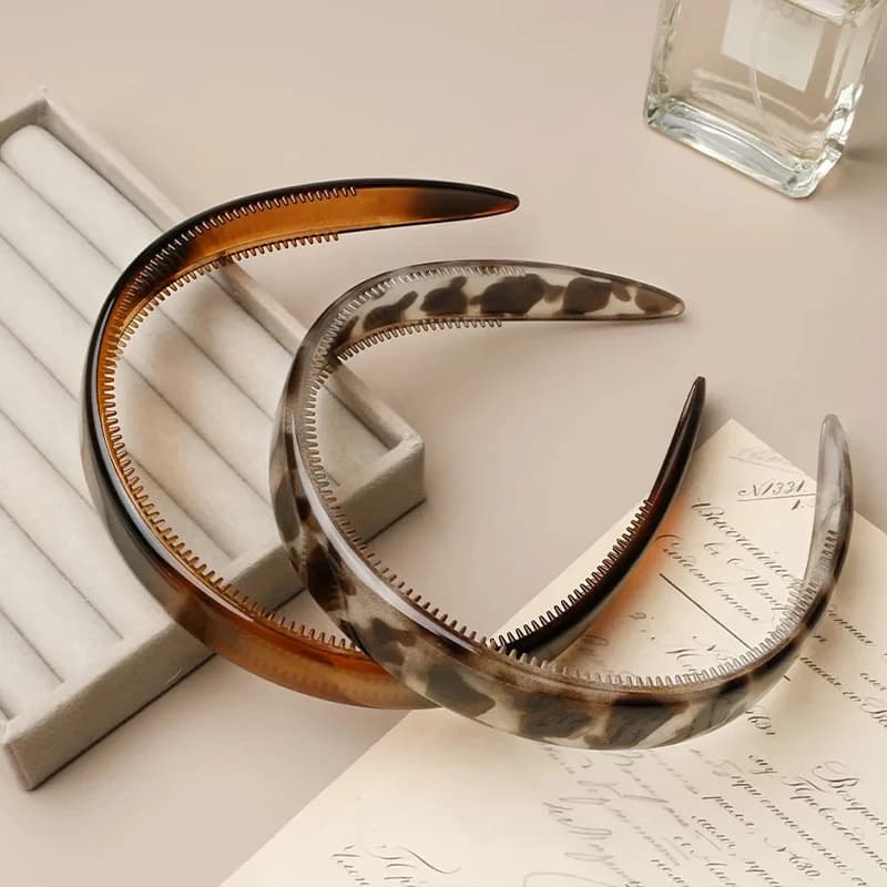 1 Pezzo Accessori per Capelli Vintage da Donna per Uso Quotidiano, Cerchietto in Acetato Effetto Tartaruga e Leopardo con Denti Antiscivolo