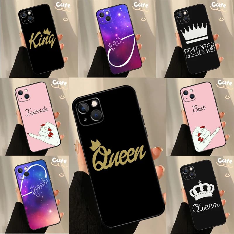 Cover per iPhone BFF Best Friend Forever King Queen per modelli 17 15 14 13 12 11 16 Pro Max Plus 12 13 Mini 16e 17 Air