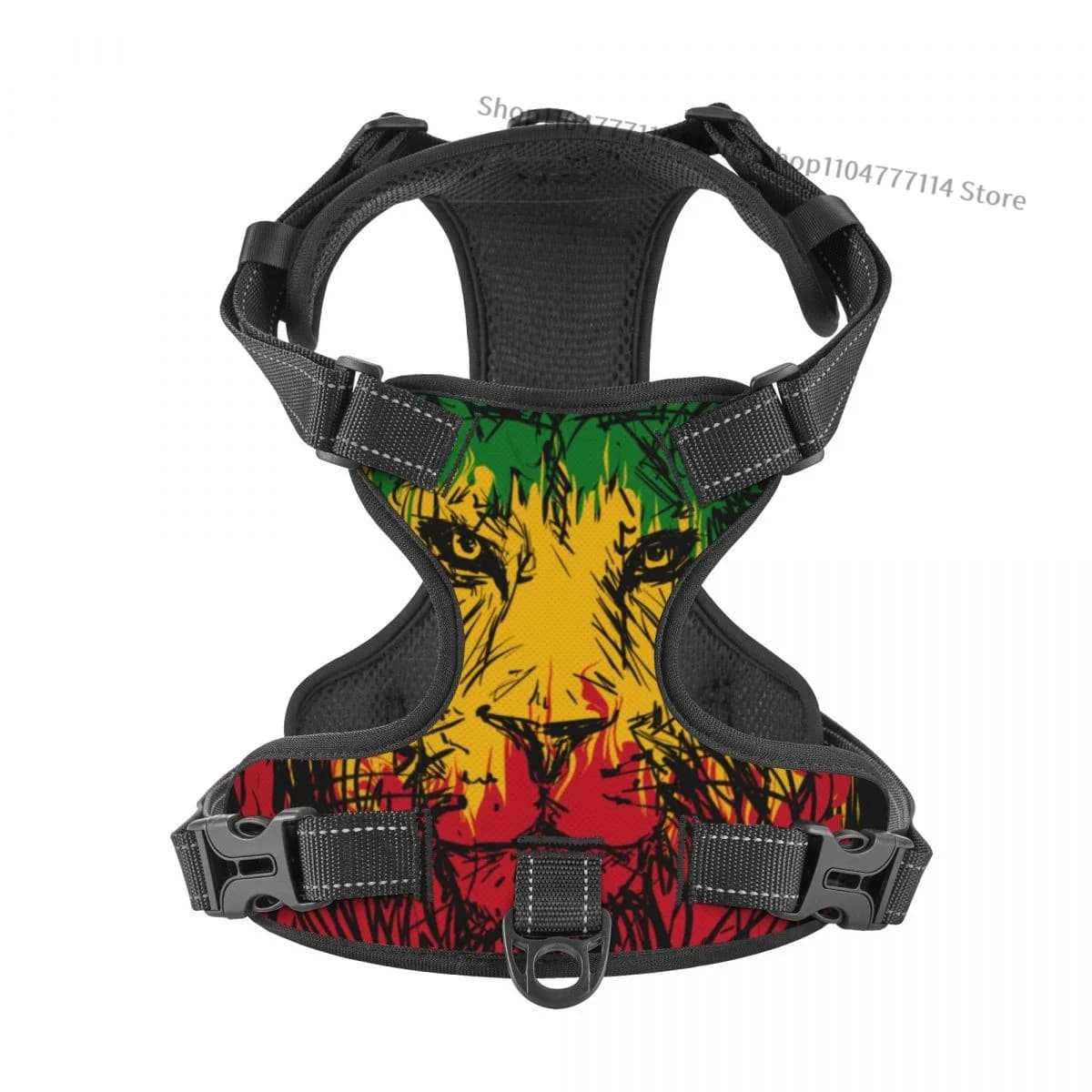 Tema Rasta con testa di leone Pettorina per animali domestici Piccolo Medio Grande Riflessione Split Dog Moda Dropshipping all'aperto