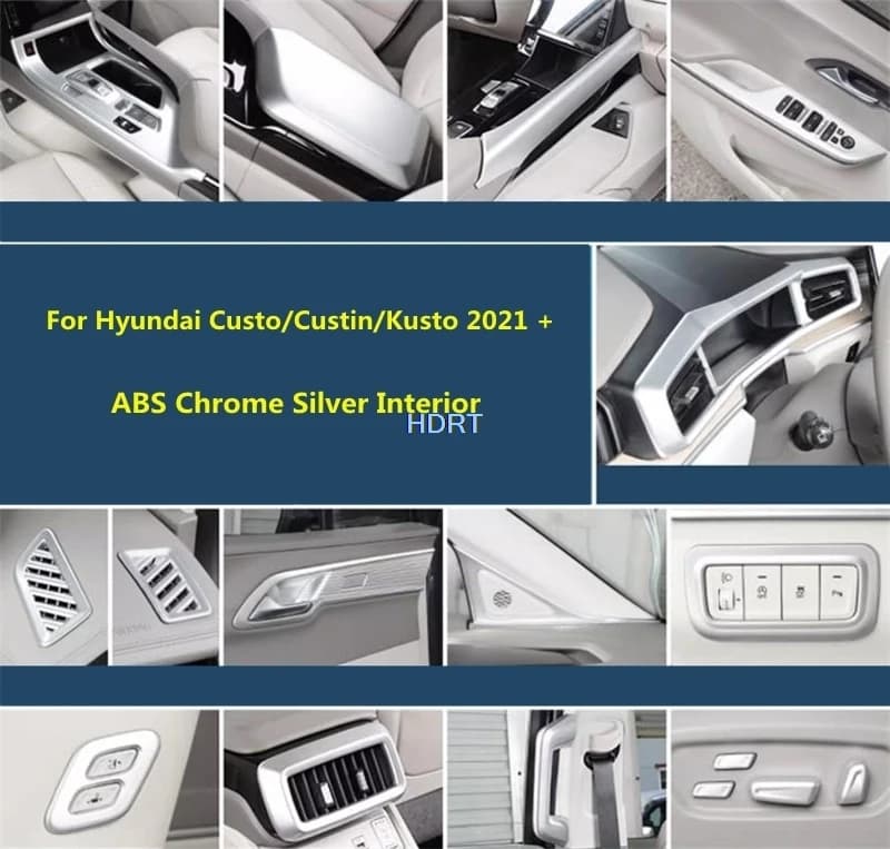 Auto ABS Cromato Argento Interni Finestra Del Cambio Pannello di Controllo Air Vent Uscita Copertura Trim Per Hyundai Custo/Custin/Kusto 2021 +