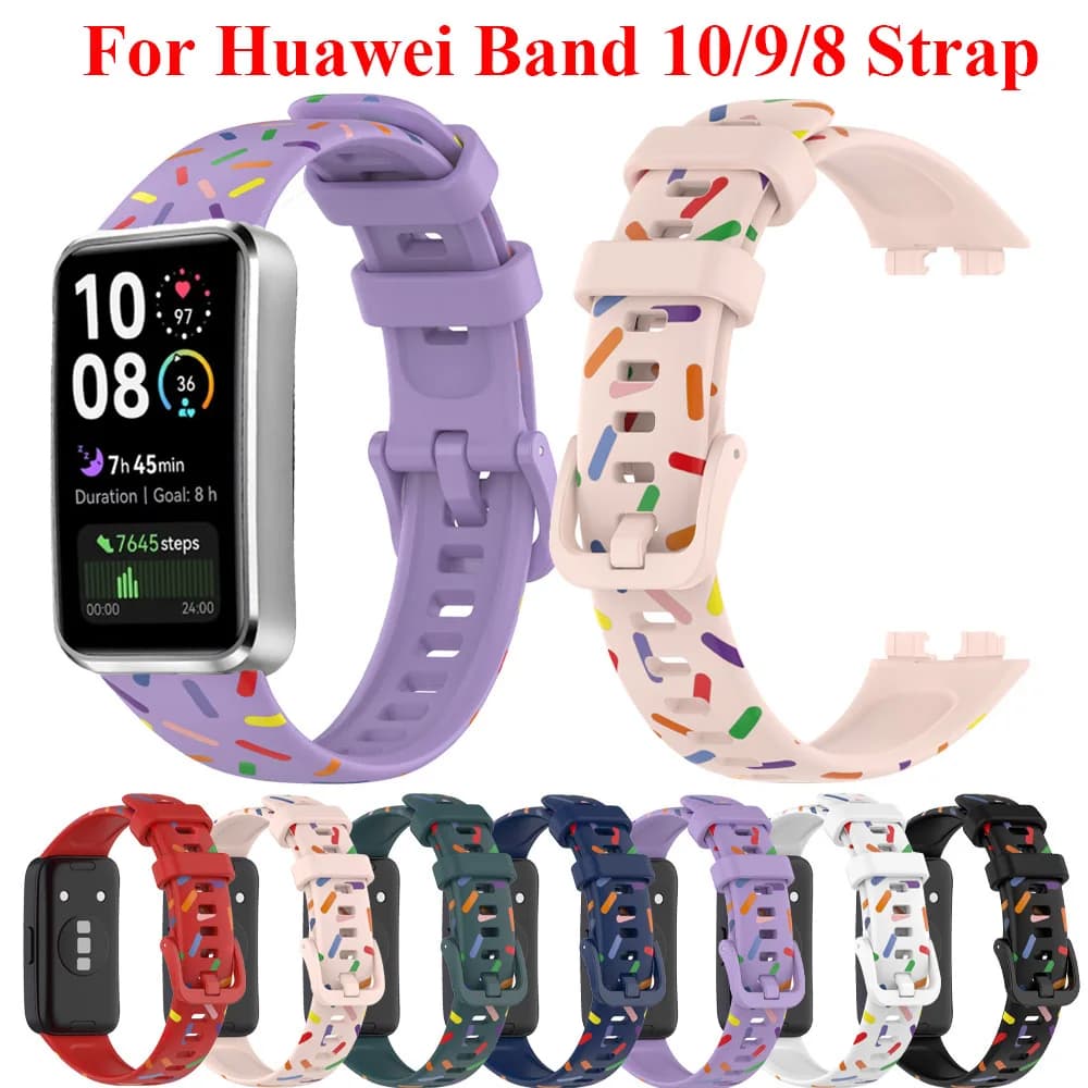 Silicone Watchband For Huawei Band 10 9 8 Strap SmartWatch Wristband For Huawei Band10 Band9 8 Bracelet Sport Correa Accessories