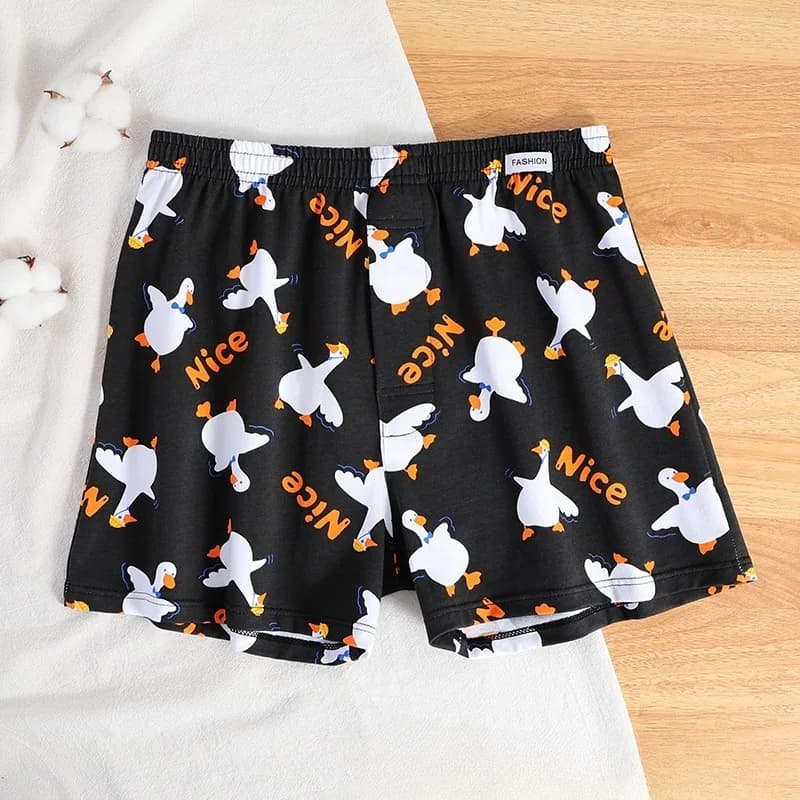 Pantaloni a freccia maschili con stampa di moda Boxer in cotone da uomo Pantaloncini larghi a vita media da uomo Plus Size Intimo Homewear Mutandine comode