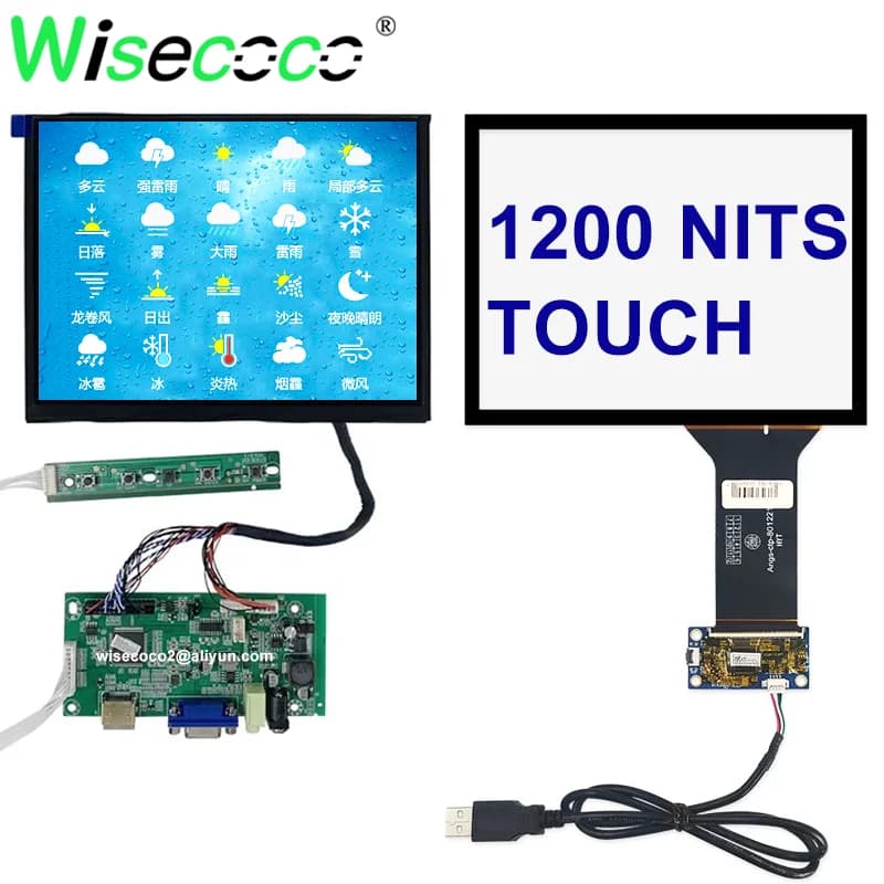 Touchscreen da 8,4 pollici leggibile alla luce solare 1024x768 4:3 1500 nit Schermo di progetto automobilistico per esterni ad alta luminanza Porta LVDS