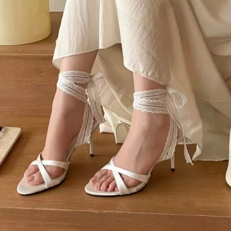 Sandali Estivi Donna con Tacco Alto 2026, Slingback a Punta Solida con Cinturino alla Caviglia, Tacco Sottile, Scarpe Femminili alla Moda Casual