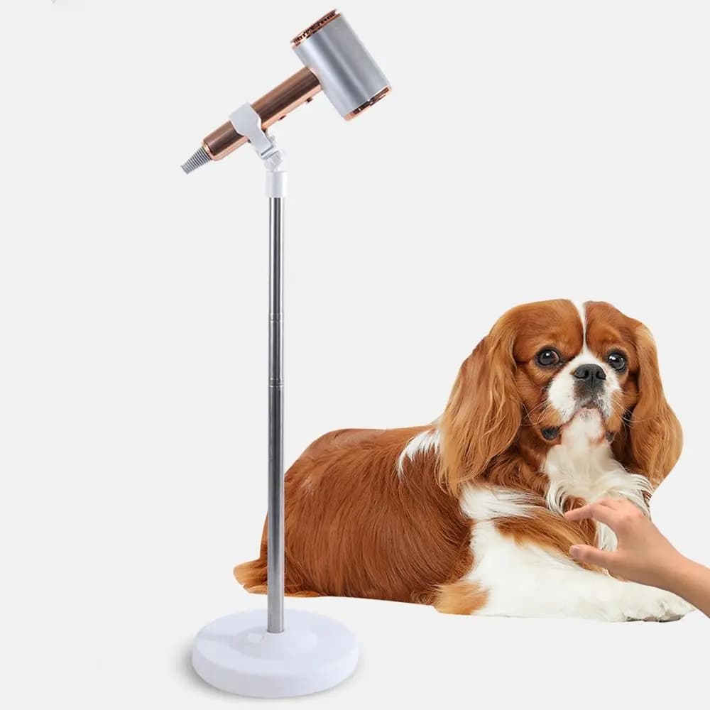 Support for retractable hair dryers for pets, adjustable height, free-hand hair dryer support, stable base, universal support for pet grooming