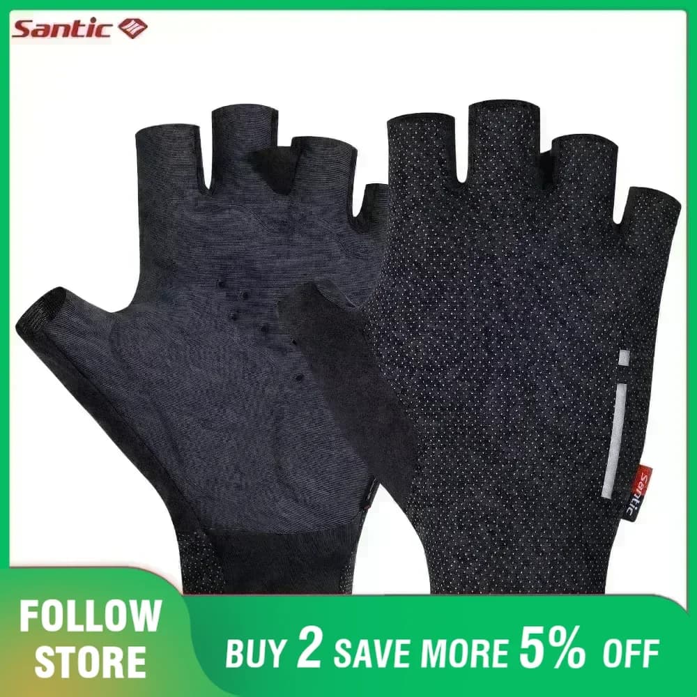 Cycling Gloves Santic Summer Outdoor Bicycle MTB half finger gloves Anti friction protection cover for universal breathable fingers