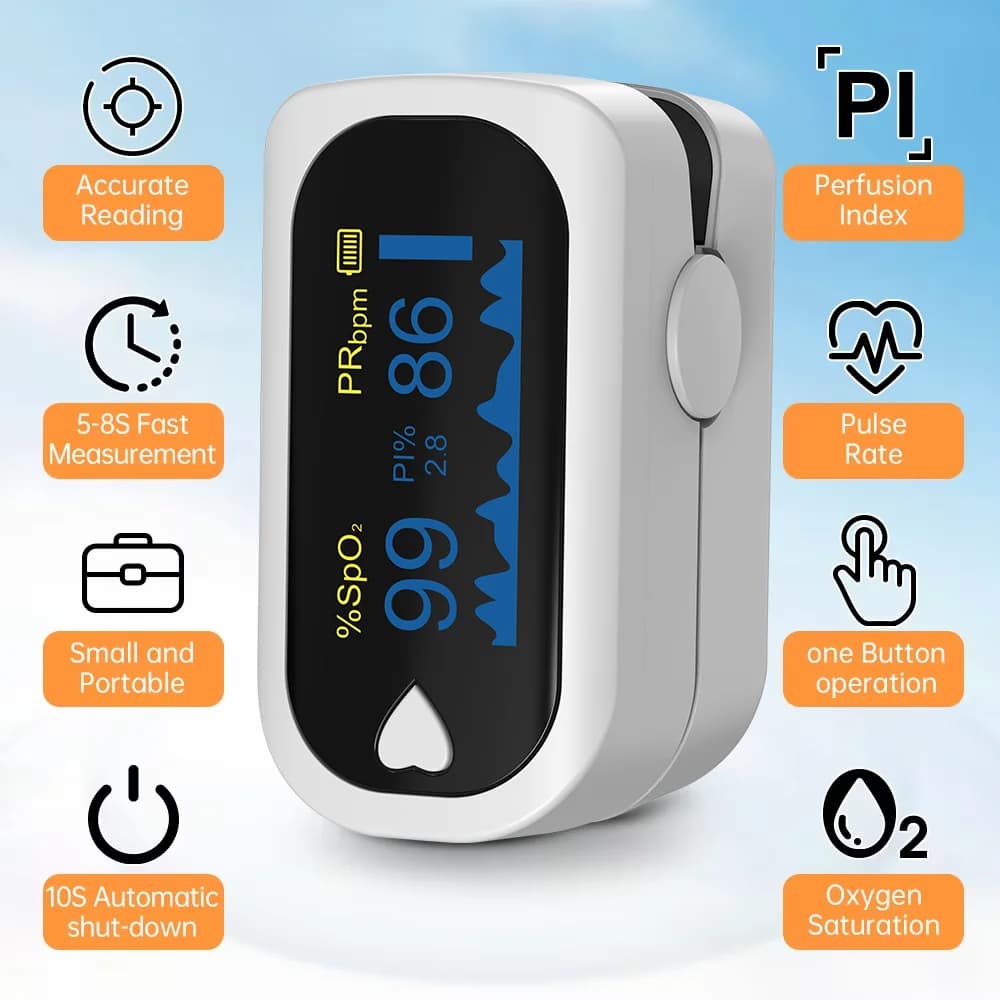 HUBLIZER Pulsossimetro da Dito, Misuratore di Saturazione dell'Ossigeno nel Sangue, Monitor della Frequenza Cardiaca, Pulsossimetro per Bambini con Display OLED