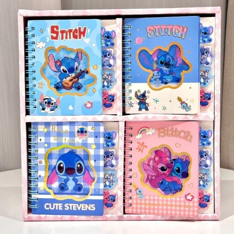 Quaderni A7 Disney Stitch altamente attraenti Cartoon Angel Flash Laser Coil Book Diario portatile per studenti Cancelleria Regali per bambini
