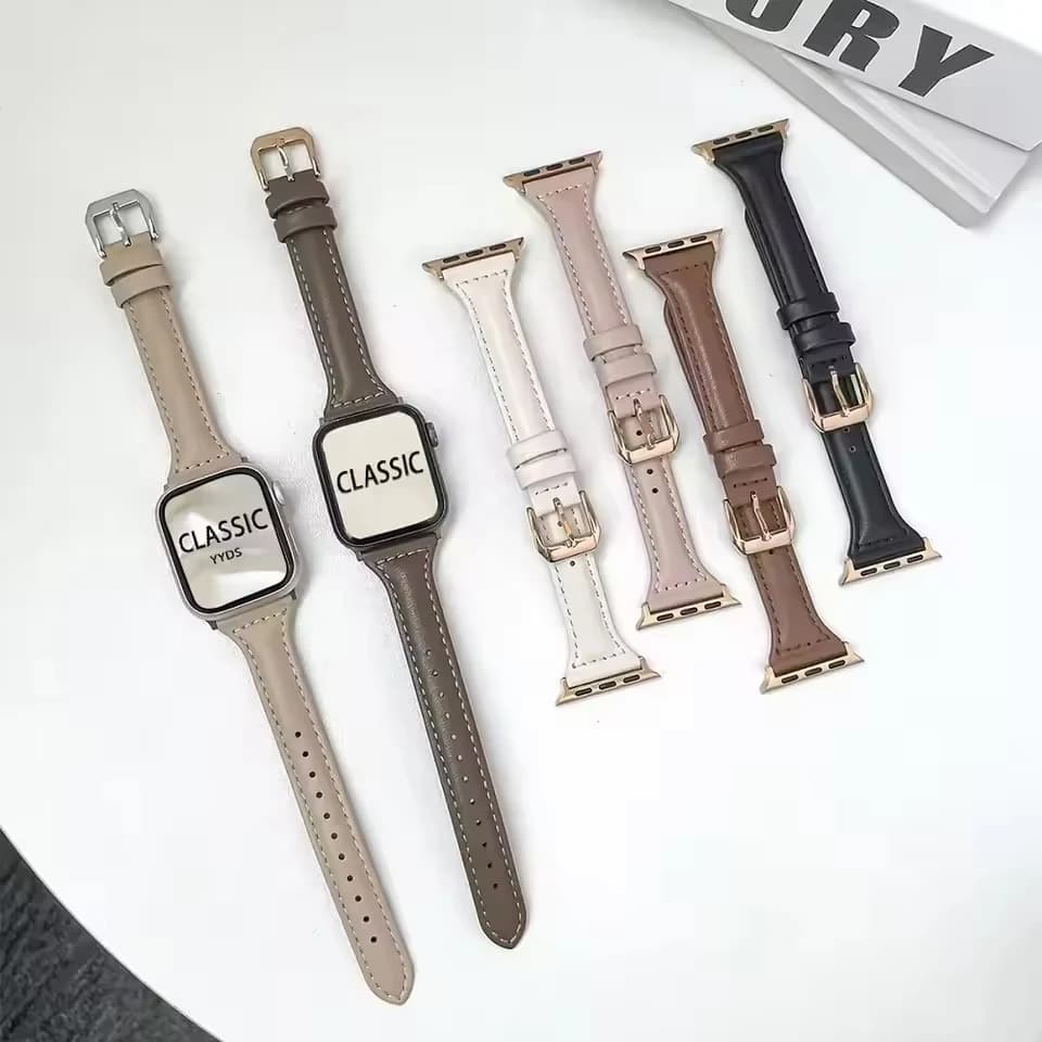 Slim Leather Strap For Apple Watch Band 44mm 40mm 41mm 42mm 38mm 49mm 46mm Bracelet Apple Watch 8 45mm Bands Ultra 10 9 7 SE 6