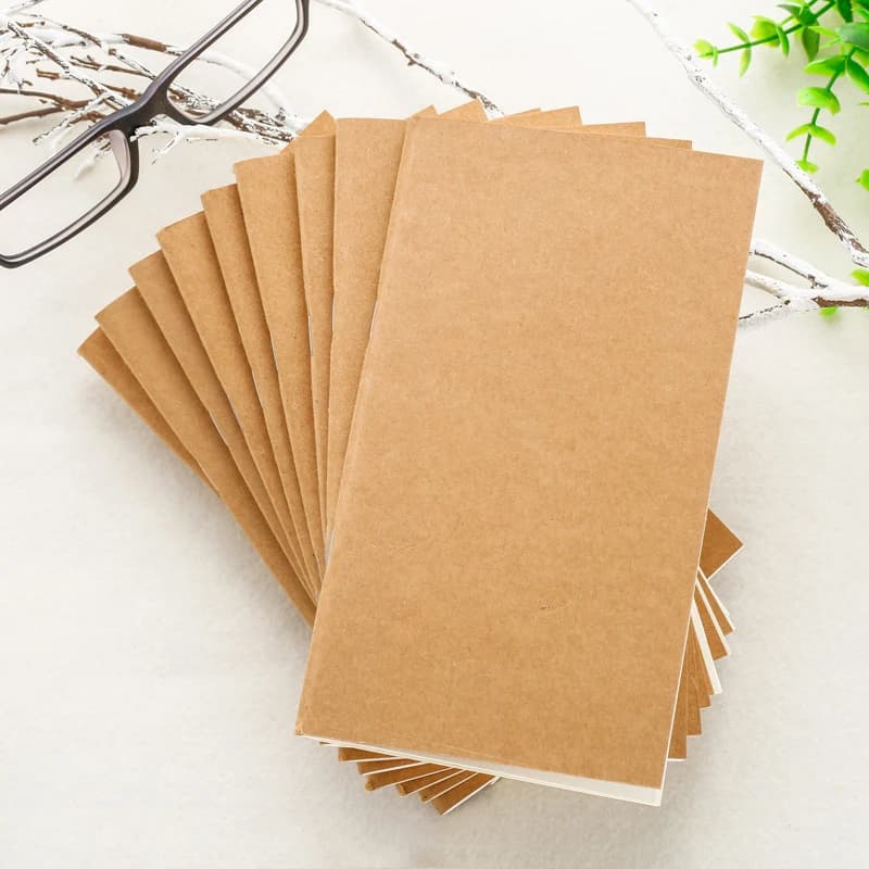 5 pezzi di ricambio per taccuino da viaggio, inserti per diario (standard 21x11cm) in carta Kraft, carta di ricambio per agenda e organizer