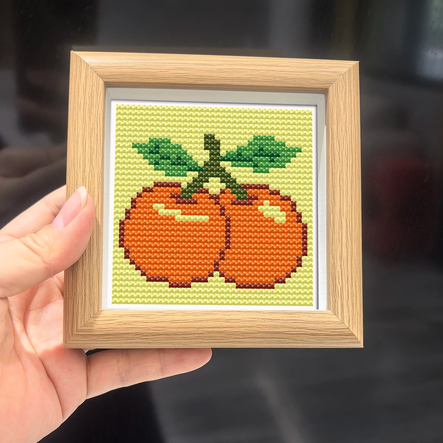 Chinese-Style Good Luck Cross-Stitch Kit with Outer Frame, Simple DIY Handmade Embroidery, 4inch Desktop Ornaments for Beginners to Practice Holiday Crafts, Easy Embroidery for Girls and Children