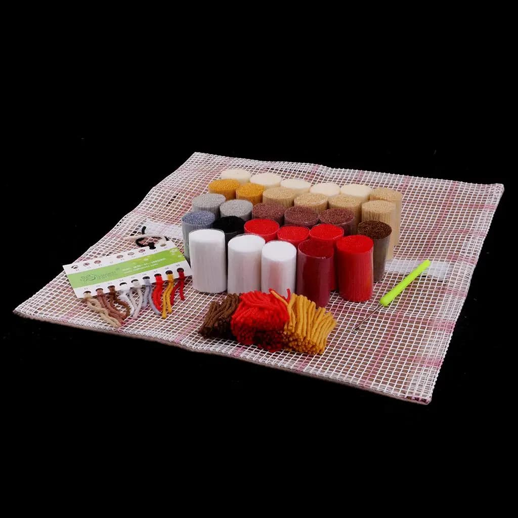Kit for Carpets with Hook in Laccio and Tela Printed Fai-da-te, Animal Shape Cover for Sofa and Furniture Bedroom