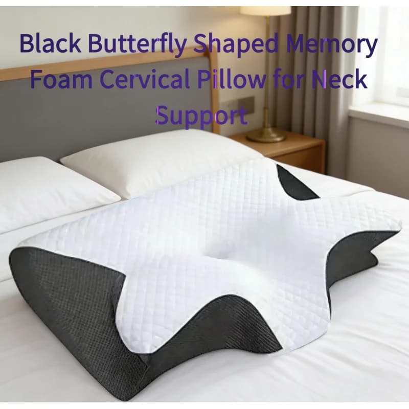 Cuscino Cervicale in Memory Foam a Forma di Farfalla Nera, Cuscino Ortopedico a Rapido Recupero per Supporto del Collo, per Sonno e Viaggi