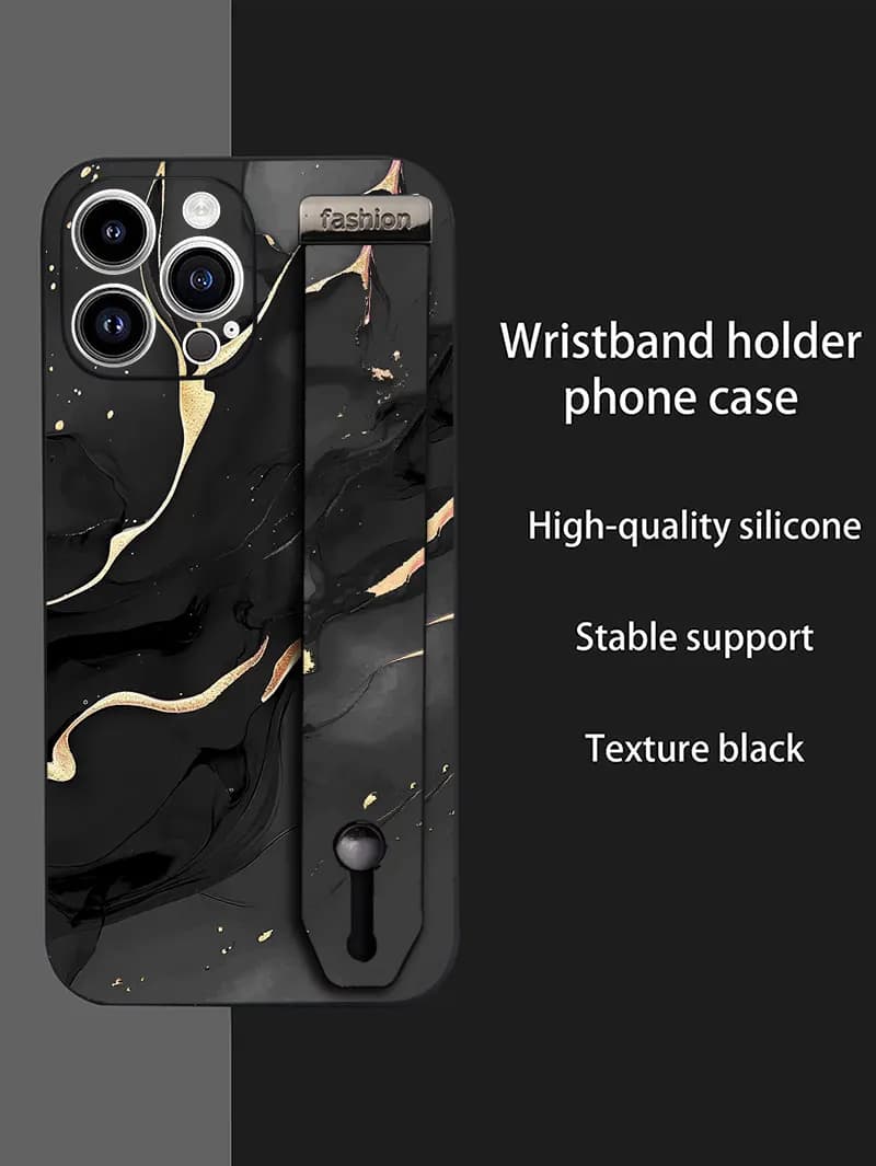 Luxury liquid silicone wrist strap phone case with marble pattern for Samsung Galaxy S25 S24 Ultra S23 FE S22 S20 Plus Rear cover