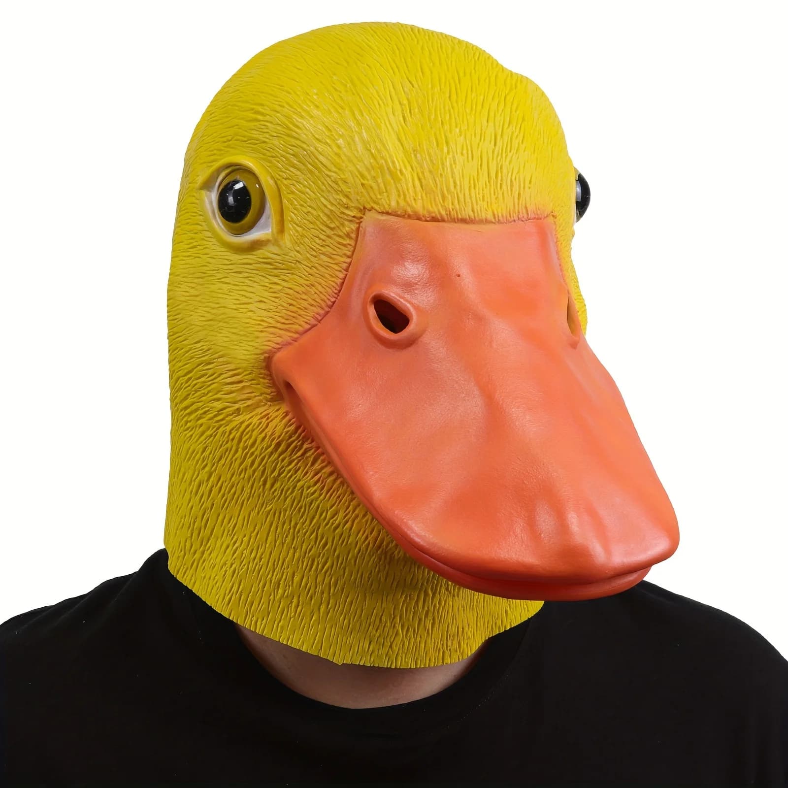 Maschera divertente per anatra gialla da 1 pezzo, adatta per oggetti di scena per copricapo in lattice per spettacoli di danza di feste
