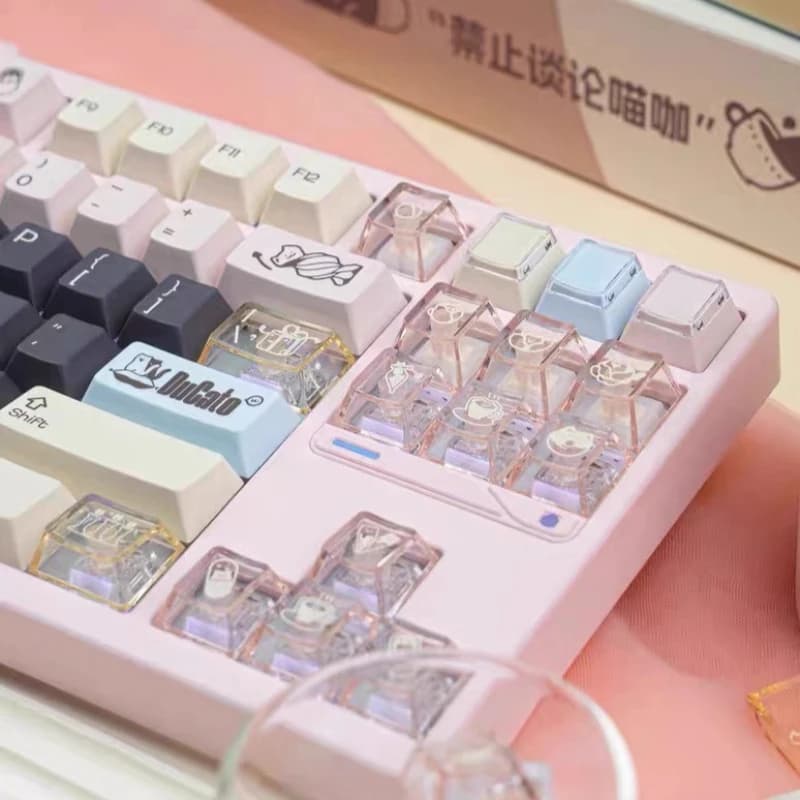 PBT PC Cherry Profile PBT Pocket Cat Theme Wheel Cover Set Custom Handmade Original Covers for Mechanical Keyboard Accessories