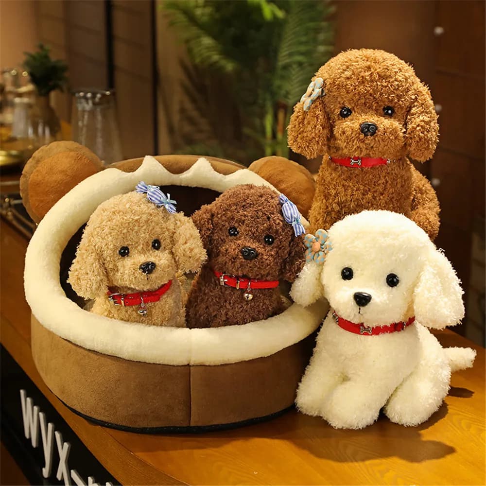 22/28 centimetri Creativo Realistico Cane Lucky Simulazione Cane Barboncino Giocattoli di Peluche Fatti A Mano Realistico Figura Giocattolo Peluche Animali di Peluche