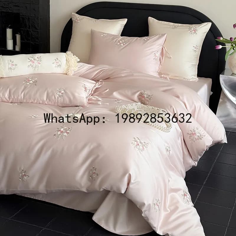 Set of four pieces for long-fibre cotton bed P1 100, pure cotton, new model 2026, sheet and duvet cover.