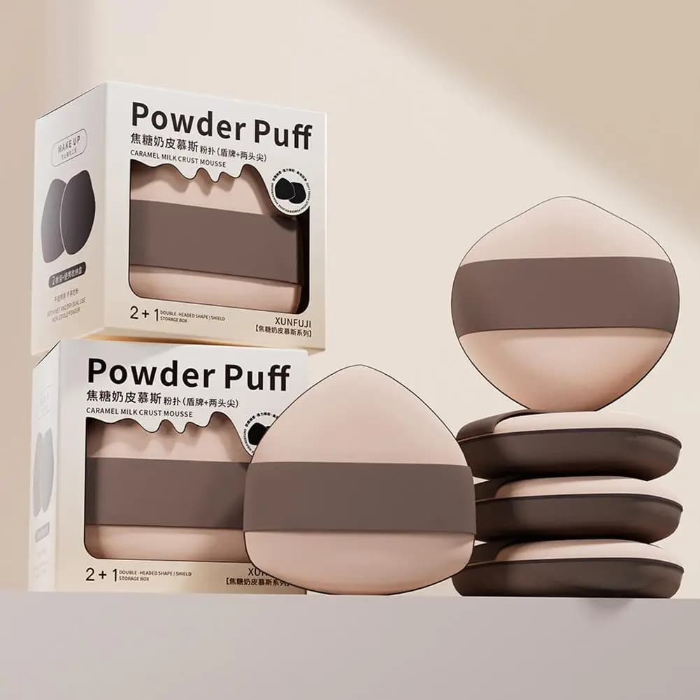 2 mini sponges for make-up, chocolate color, for quick mixing, make-up tool, usable dry or wet, powder applicator, for female beauty