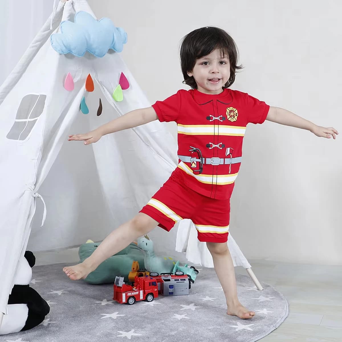 Costumi cosplay pompiere per ragazzi bambini costume di Halloween bambino pompiere uniforme festa di carnevale vestito operato