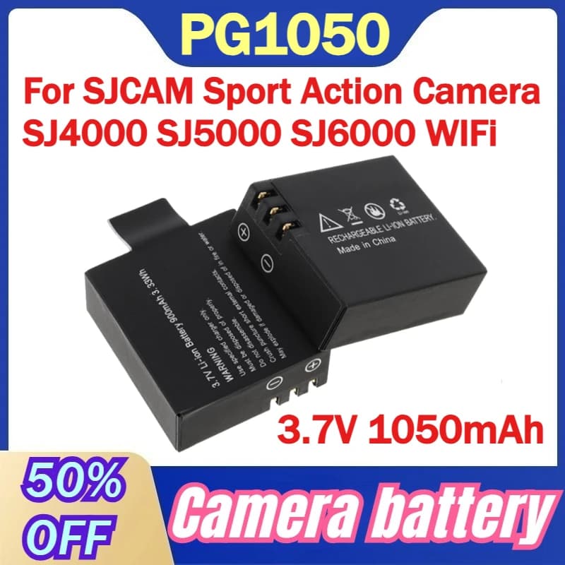 3.7 V 1050 mAh Lithium Ion Battery for SJCAM Sport Action Camera SJ4000 SJ5000 SJ6000 WIFi for EKEN H8 H9R H8R H5S H6S W9
