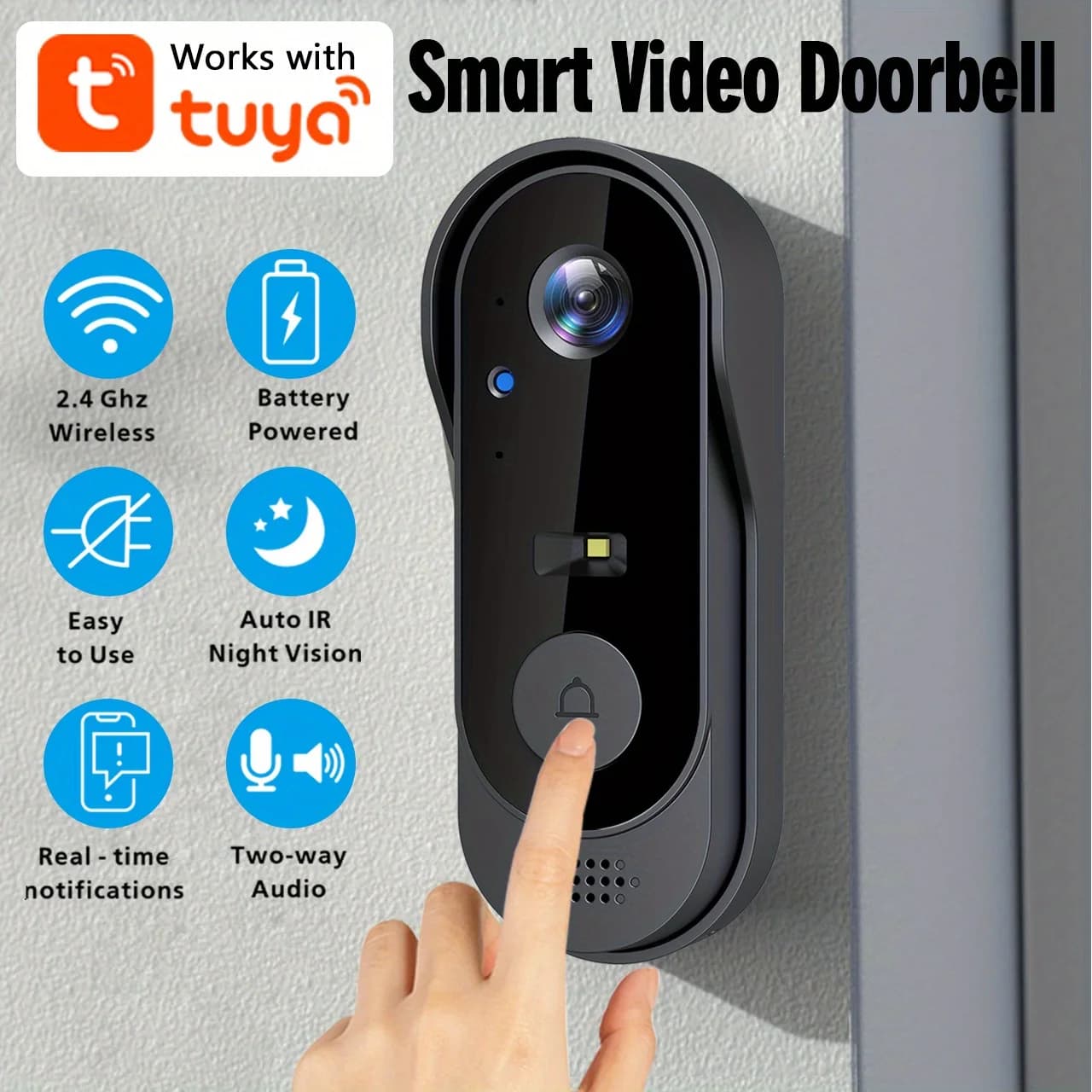 Tuya WiFi Home Smart Video campanello esterno bidirezionale HD door eye camera 1080P supporto SD card cloud storage impermeabile