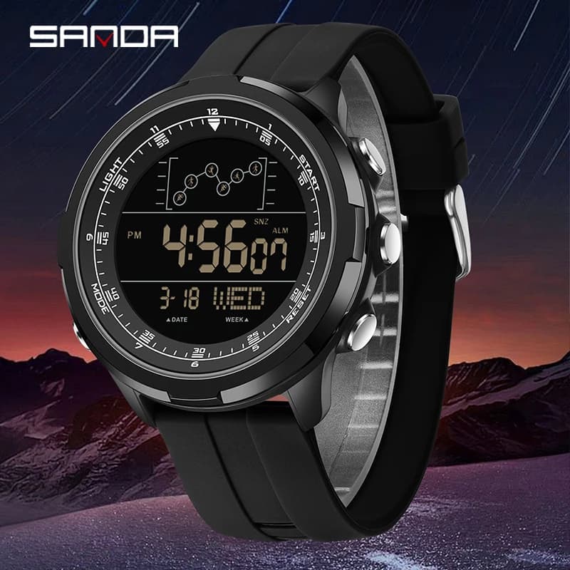 SANDA Digital Watch Men Military Army Sport Wristwatch Top Brand Luxury LED Stopwatch Waterproof Male Electronic Clock Gift 9092
