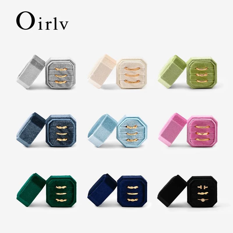 Oirlv Scatola per anelli con flanner per matrimonio Scatola per anelli quadrati con triplo slot per fidanzamento Matrimonio moderno Regali per sposare Scatola per anelli Muti Color 1/2/3 slot