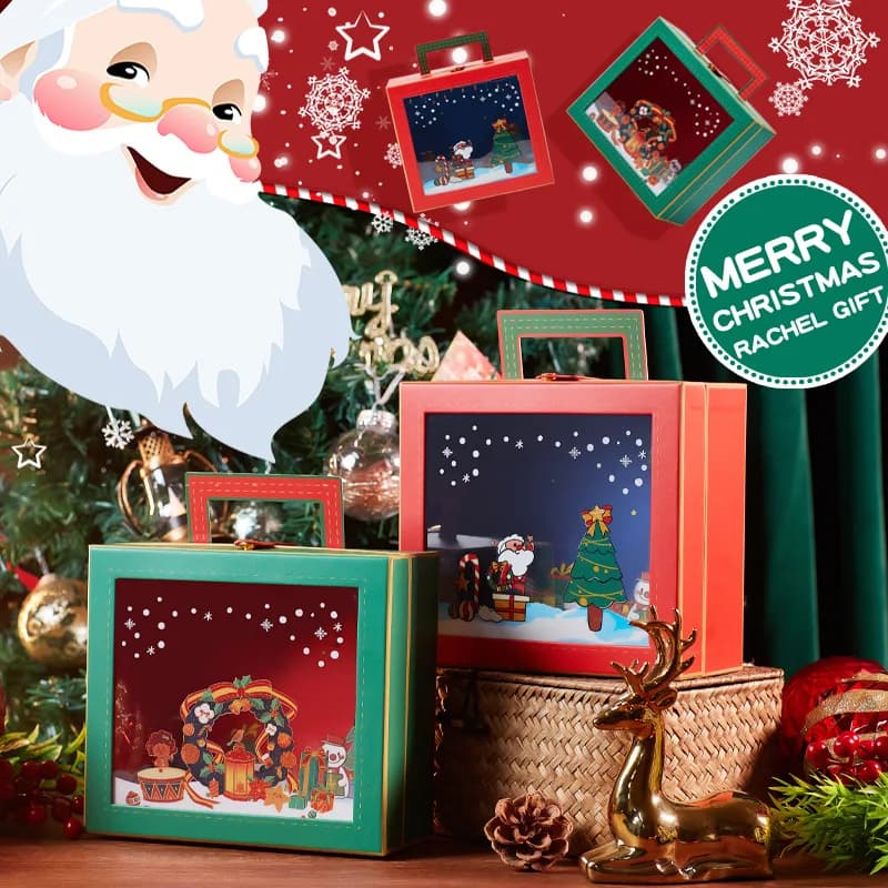 Cisas Transparent Gift Box with Open Window, Portable Box with Bouncy Cover for Scarves and Socks, Empty Box for Festive Supplies