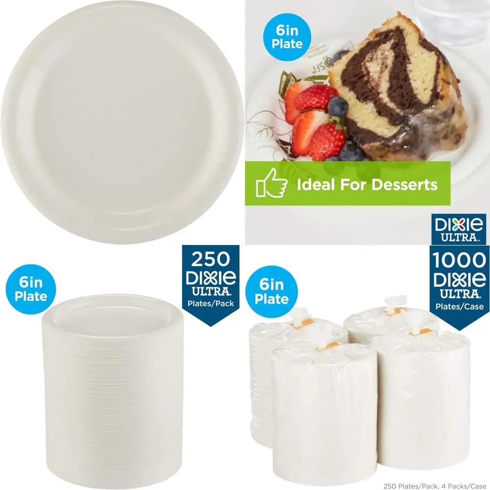 Heavy white paper dishes, 1000 pieces, 250 dishes per package, 4 total packs, disposable tableware for large meetings