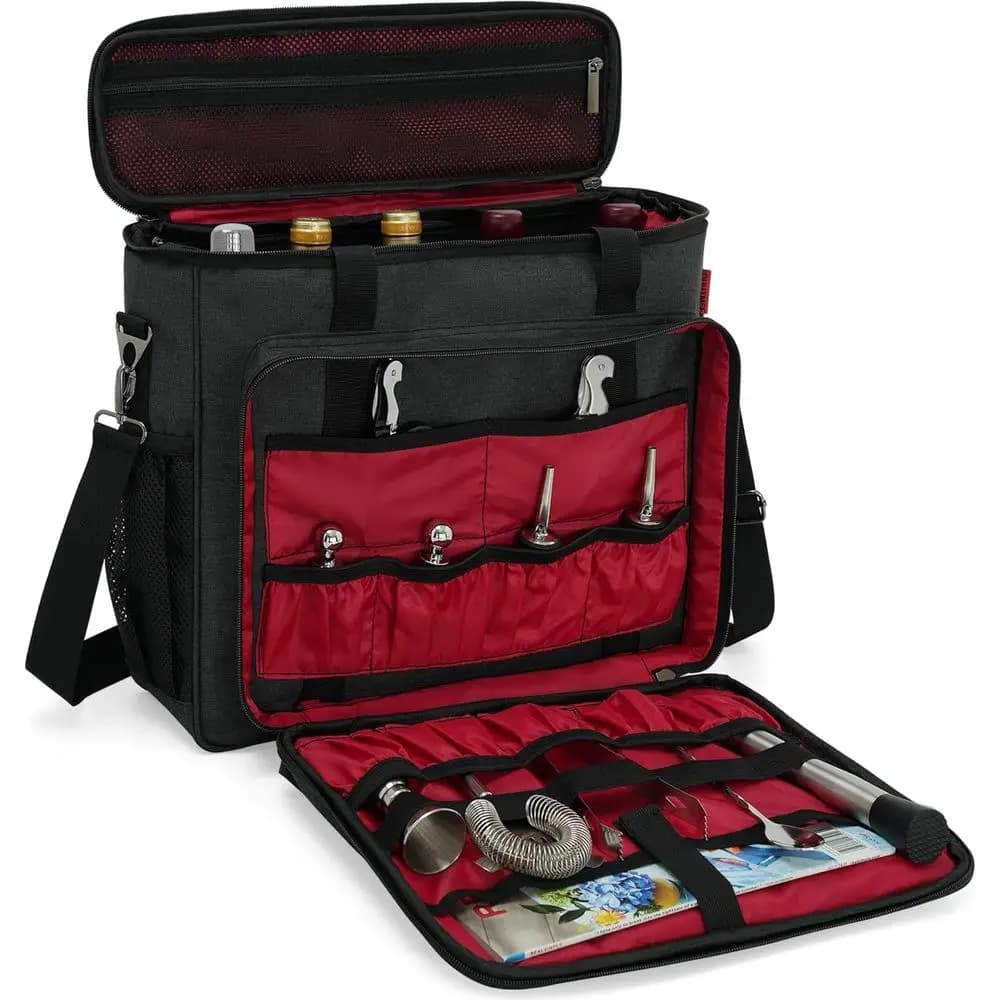Set Shaker per Cocktail Portatile con Borsa da Viaggio, Essenziali per Feste all'Aperto e al Chiuso, Limite di 256 Caratteri, Senza Simboli Speciali
