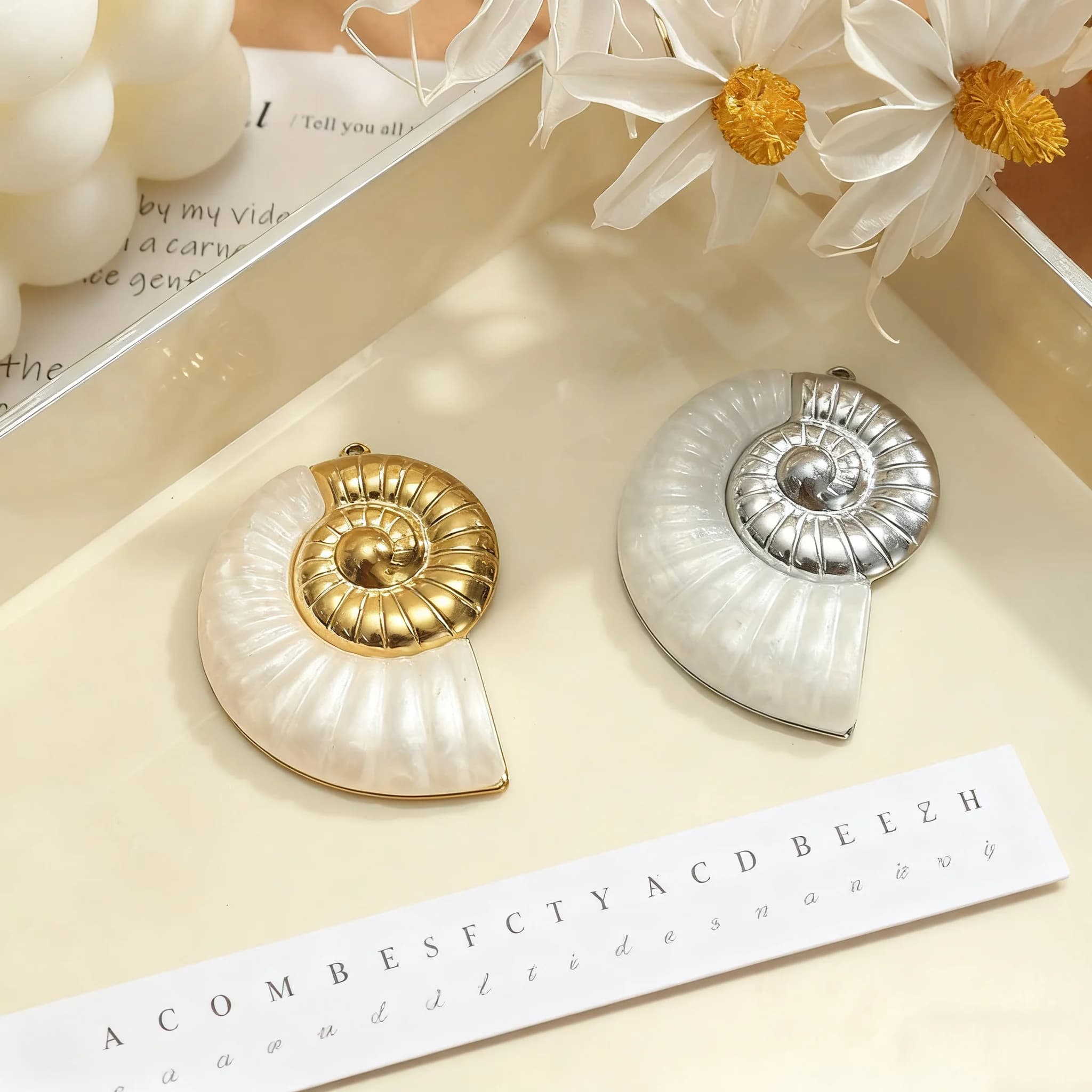 2 pendants with Nautilus large shell jewelry pendants made of stainless steel for accessories for creating women's necklace earrings DIY