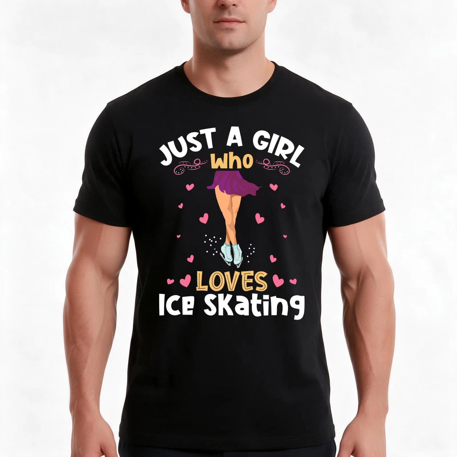 Just a Girl who Loves Ice Skating T-Shirt, Summer Casual Cotton Tee, Oversized Streetwear Tops, Vintage Graphic Print