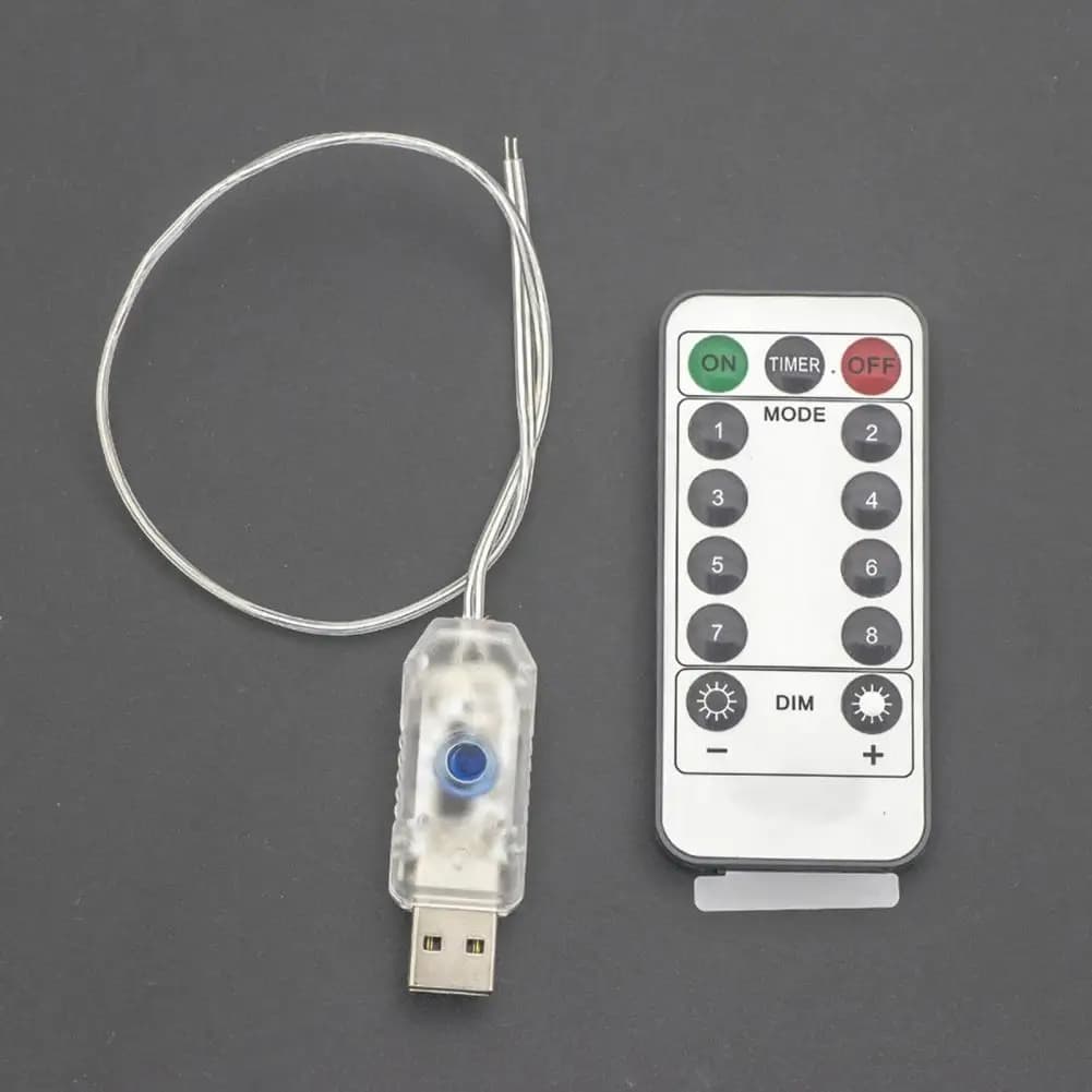 Luce a corda Telecomando Controller per strisce luminose a LED 8 modalità Circuito USB per 100 LED 200 LED Luci a stella in filo di rame