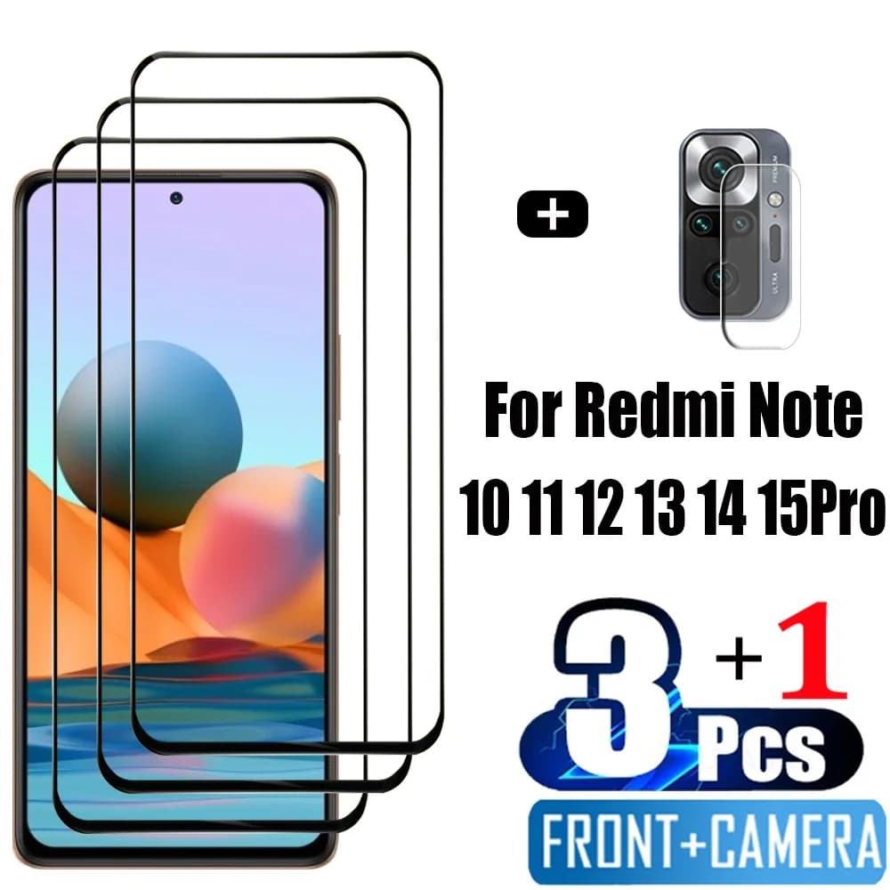 Tempered Glass for Xiaomi Redmi Note 15 14 10 11 12 13 Pro 5G Screen Protector Redmi Note 12S 11S 10S protective film Note10 S Film Note11 Tempered Glass Redmi Note12 Pro Plus camera film