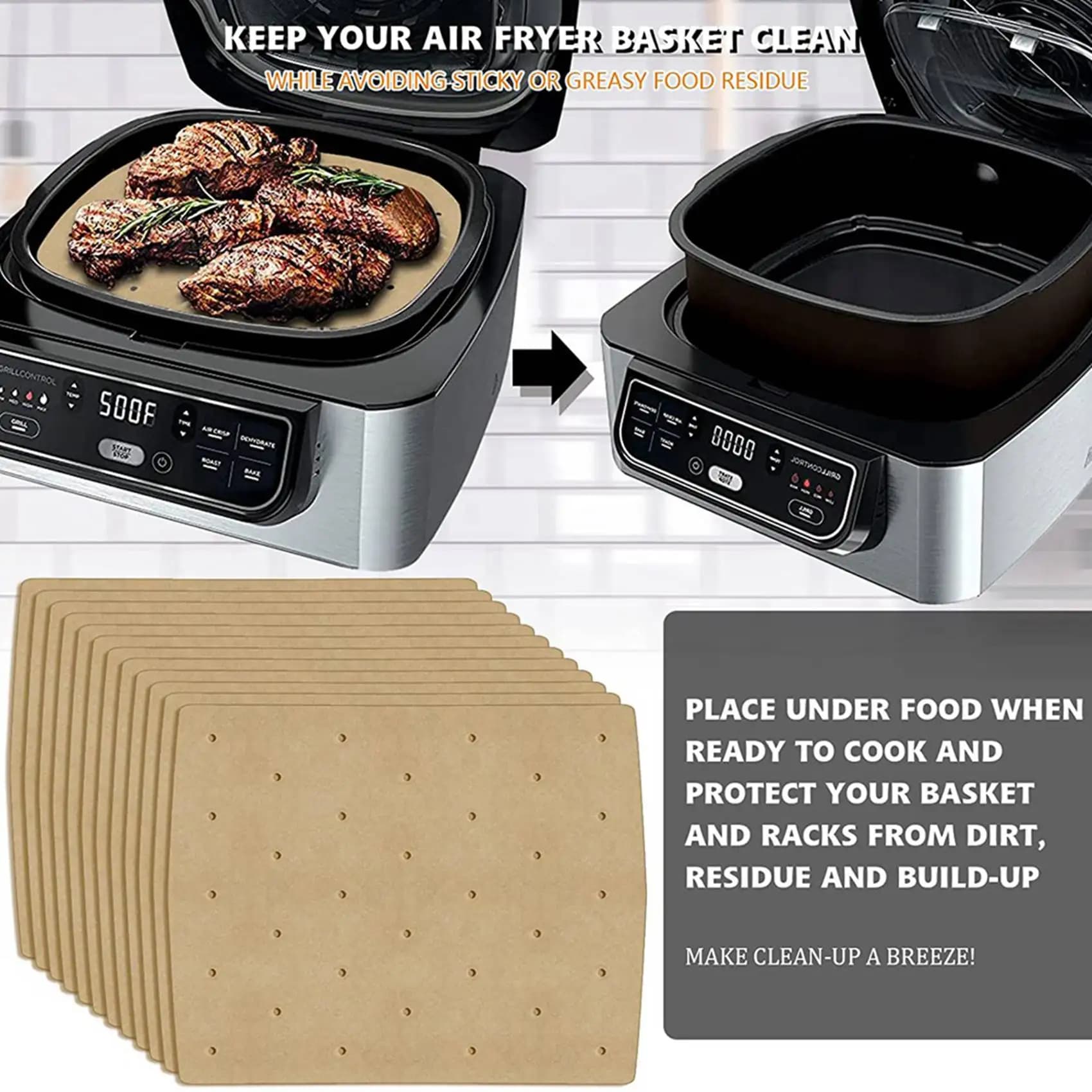 A84E-400Pcs Air Fryer Paper Air Hole Air Fryer Parchment Paper Liners For Ninja Foodi Grill 5-In-1 AG301 4Qt Air Fryer