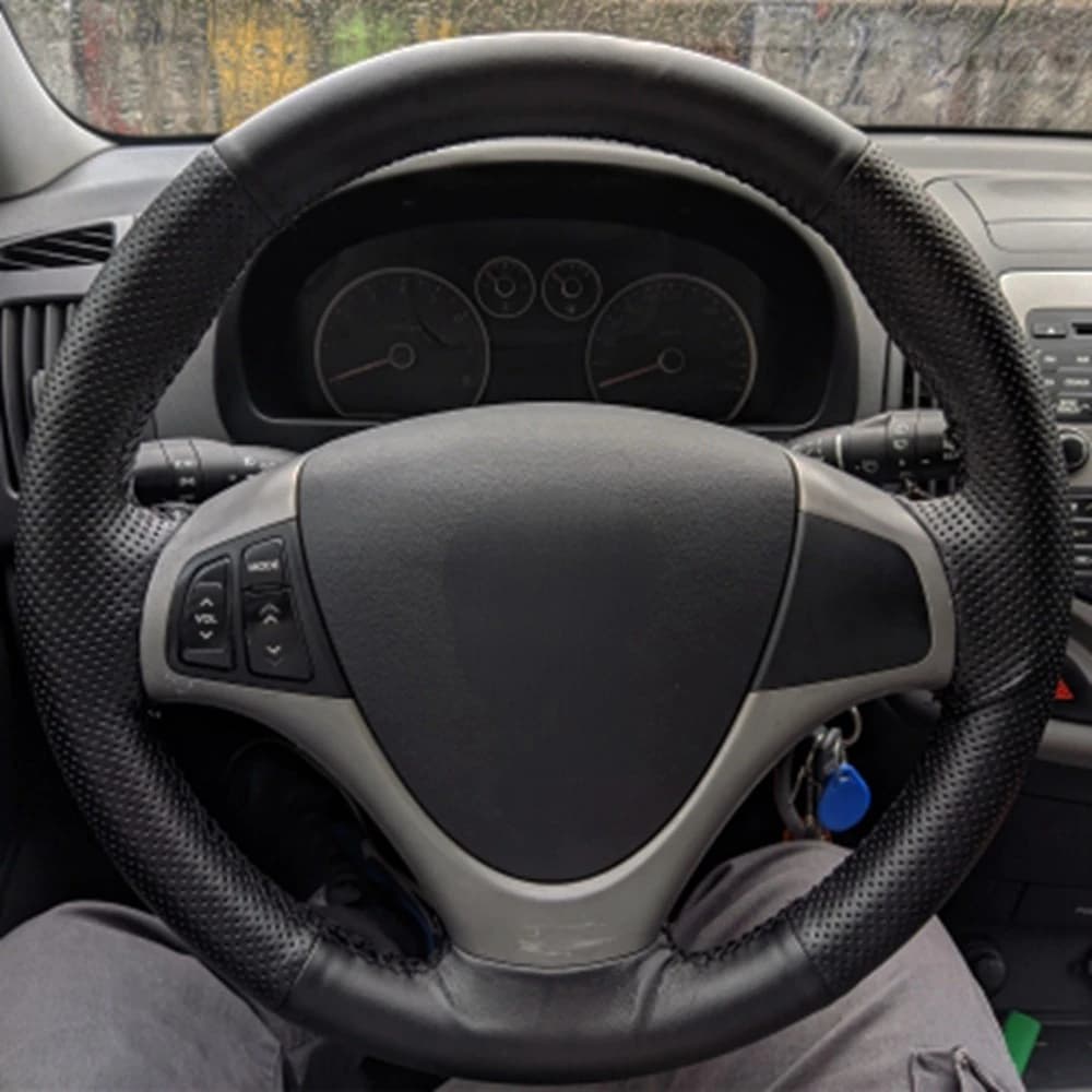 Coprivolante per auto con treccia in pelle artificiale nera antiscivolo per Hyundai i30 Elantra Touring 2007-2012 Accessori auto