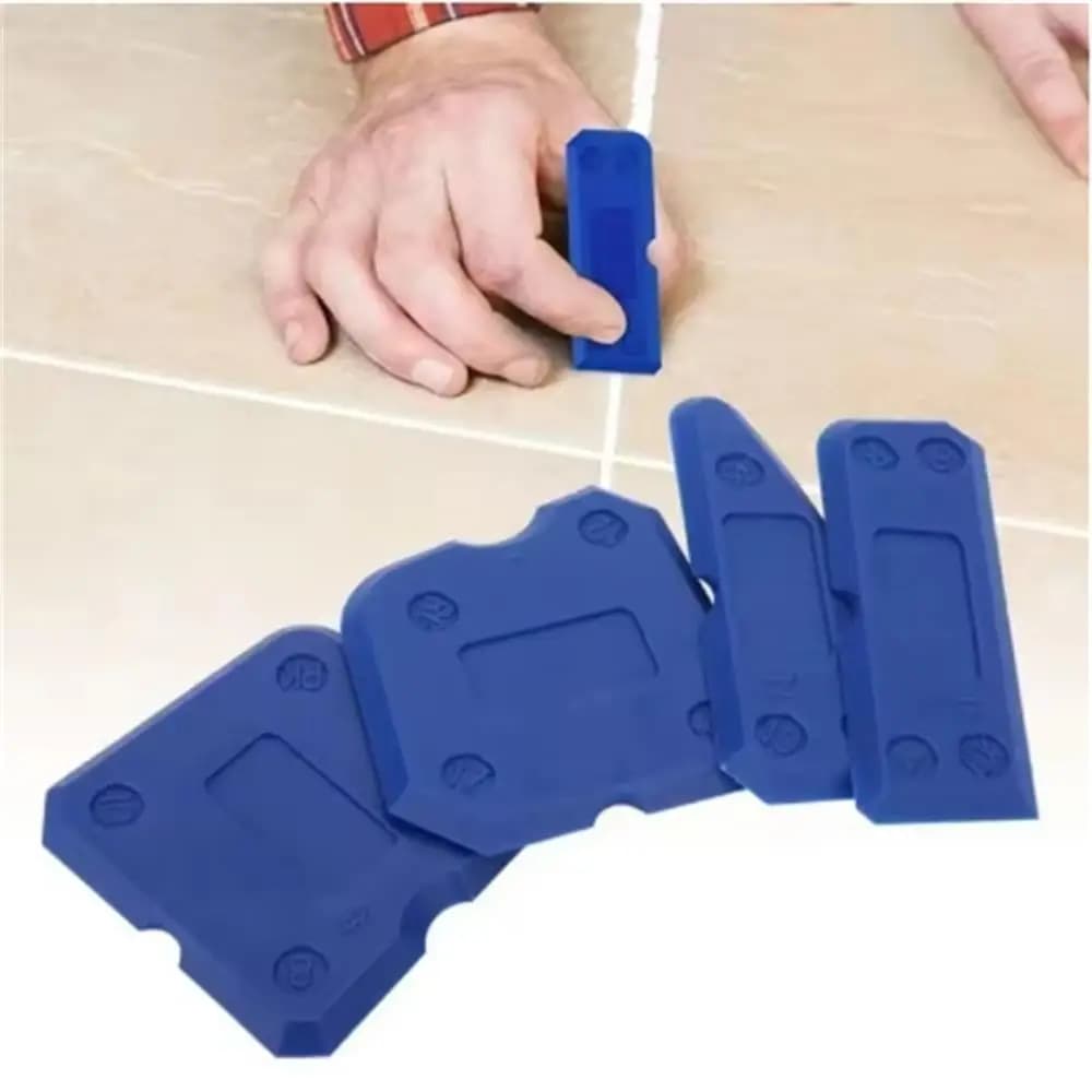 4pcs Silicone Glass Cement Scraper Sealant Grout Remover Tool for Home Finishing Caulking and Cleaning Hand Spatula