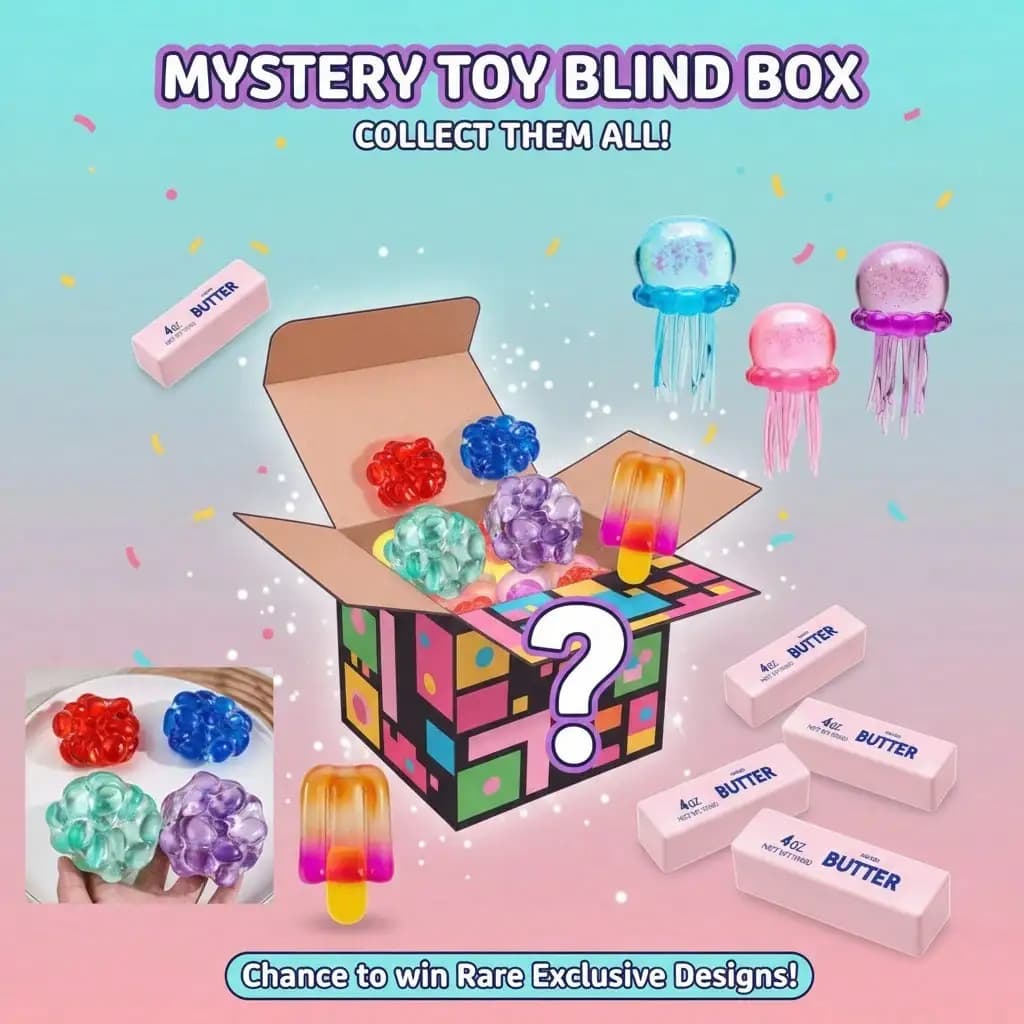 Squishy Blind Box Toy, Sticky Skin Cute Mini Squishies, Sensory Fidget Set Stress Relief, Stocking Stuffer Gift Unisex Kids Adults