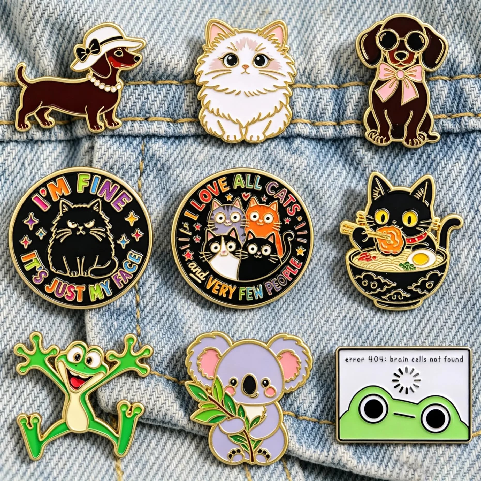 Cute Cartoon Animal Enamel Pins Dachshund Dog Cat Frog Koala Lapel Brooch Funny Quote Badge Backpack Clothing Decor Gift