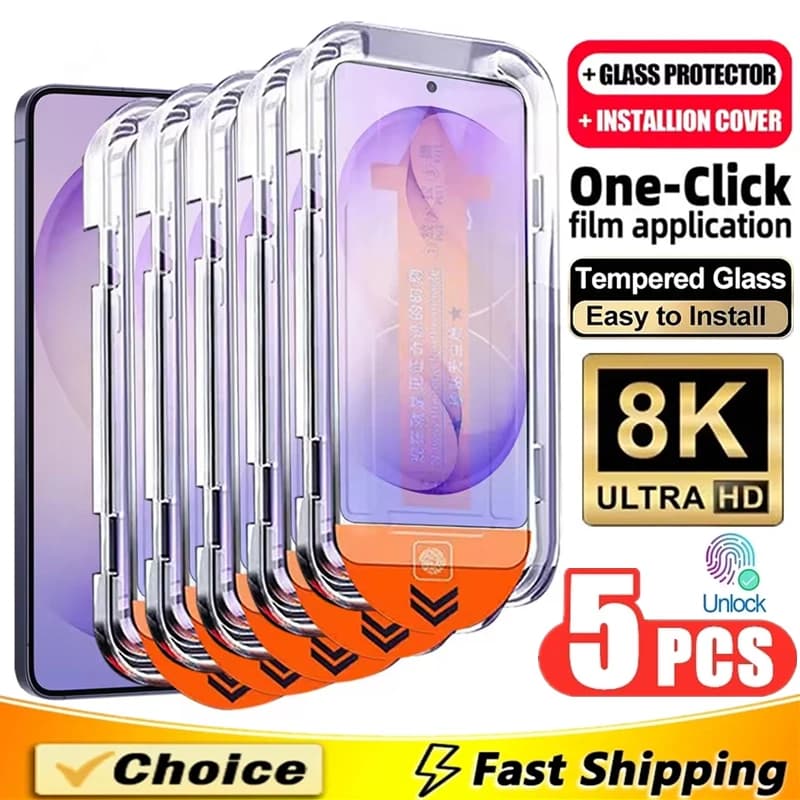 5 pezzi di protezione per lo schermo con rivestimento oleofobo, senza polvere, facile installazione, per Samsung Galaxy S23 S25 S24 S21 S22 S26 Ultra Plus Glass