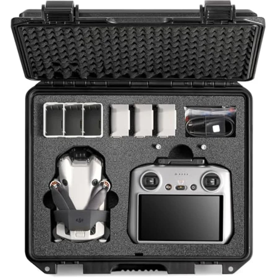 Waterproof Rigid Case for DJI Mini 4 Pro Fly More Combo and Plus RC 2/RC-N2 - IP67 Heavy Duty Transport Valve for Drone