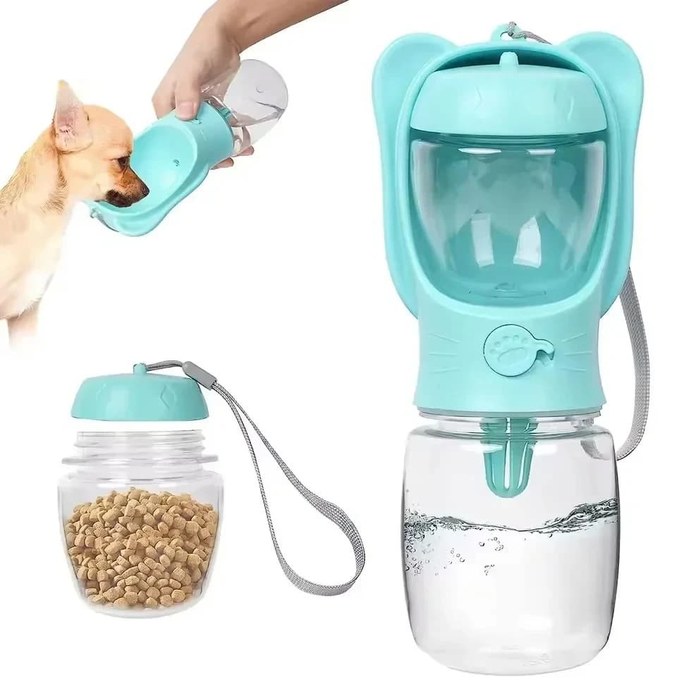 Portable 2 In 1 Dog Cat Water Bottle with Food Water Storage Container for Outdoor Travel Pet Feeding Supplies