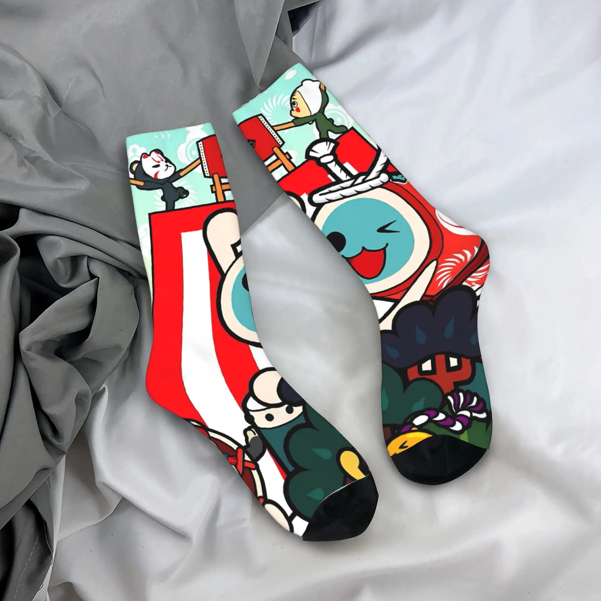Taiko no Tatsujin Socks Gothic Stockings Winter Anti Skid Unisex Men Socks High Quality Graphic Running Sports Socks