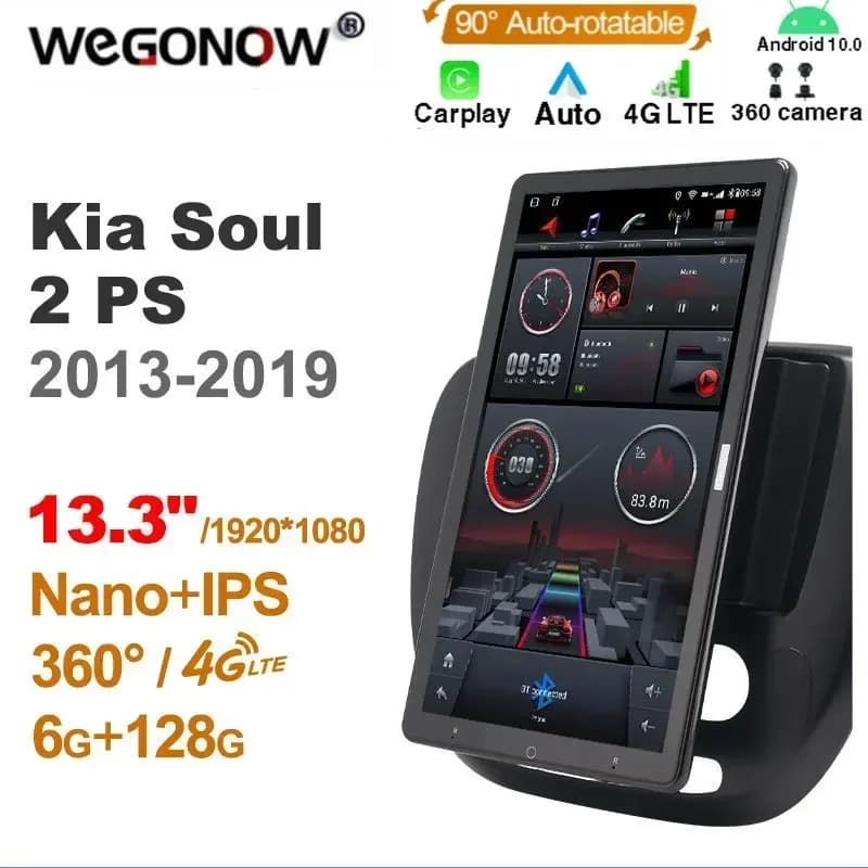 Autoradio da 13,3 pollici 1920*1080 Ownice 1Din Android10.0 per Kia Soul 2 PS 2013 - 2019 Lettore di sistema audio automatico GPS Girevole automatico